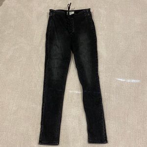 Free People Black lace up jeans size 27